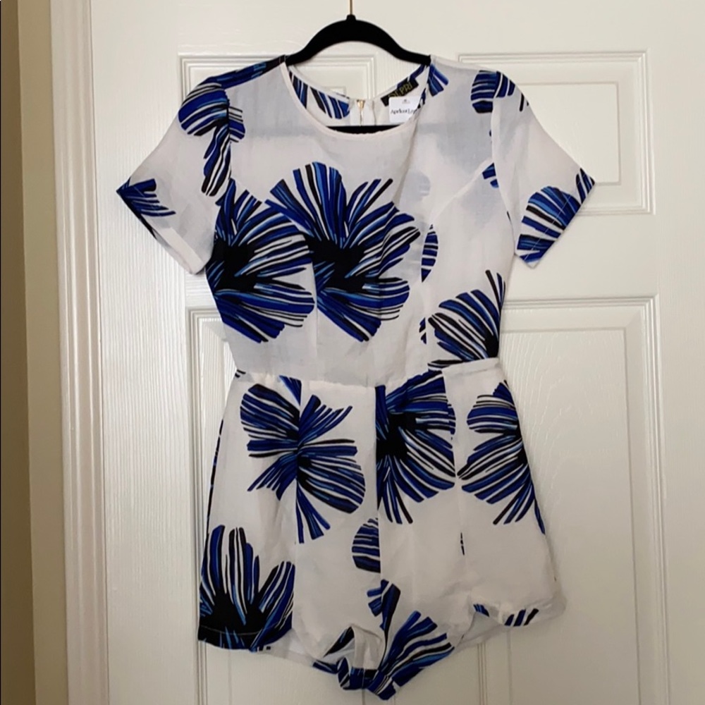 Apricot Lane White and Blue Romper